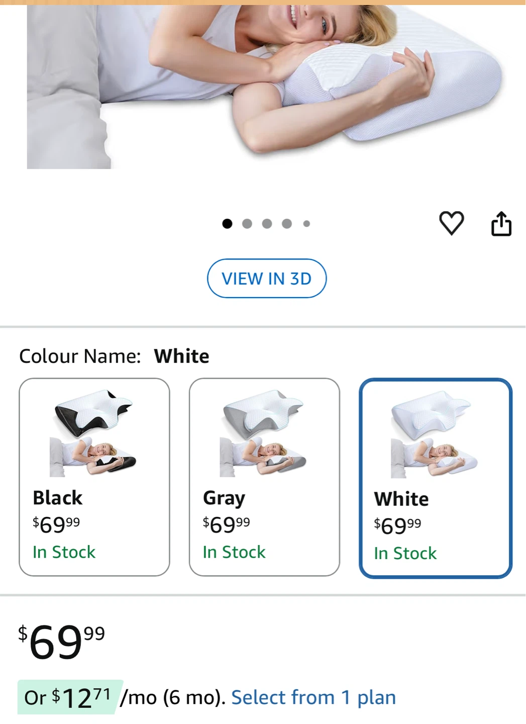 HOMCA Memory Foam Neck Pillow - White - photo 2