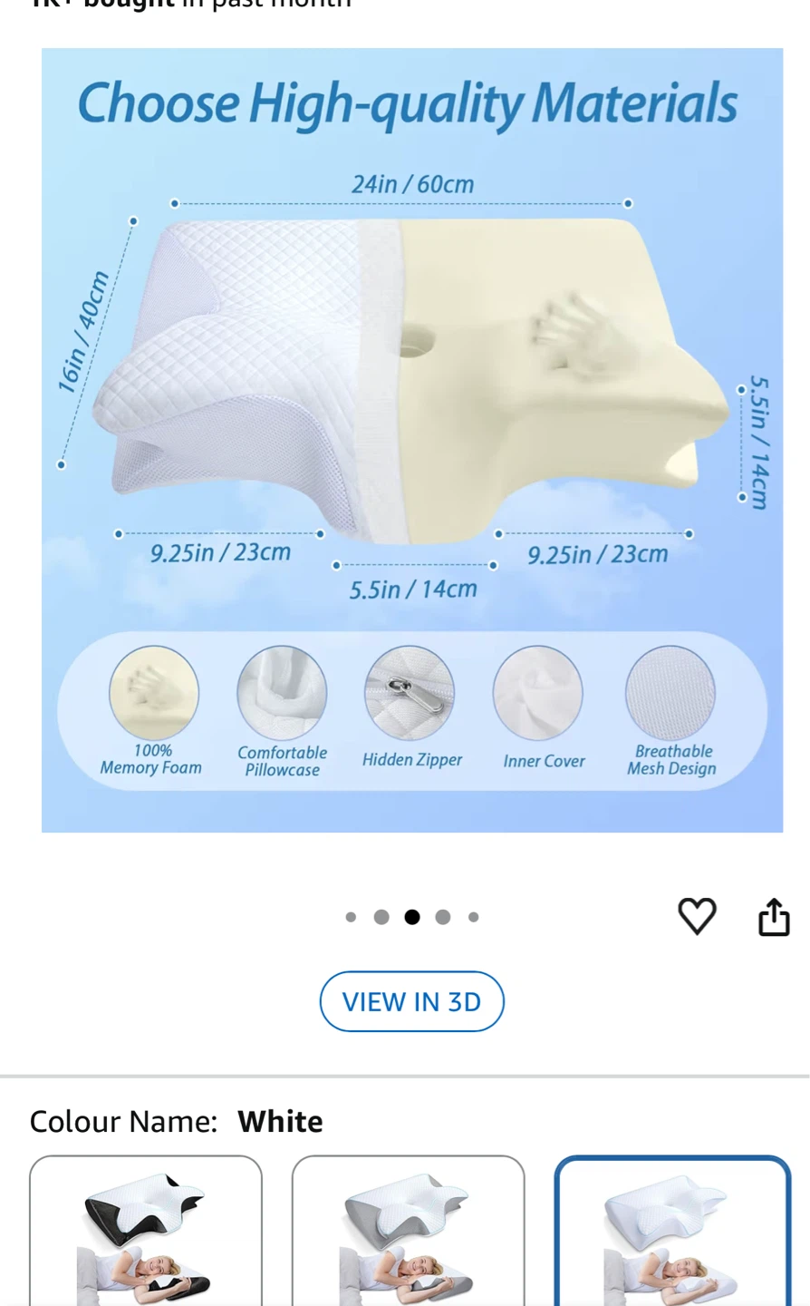 HOMCA Memory Foam Neck Pillow - White - photo 3