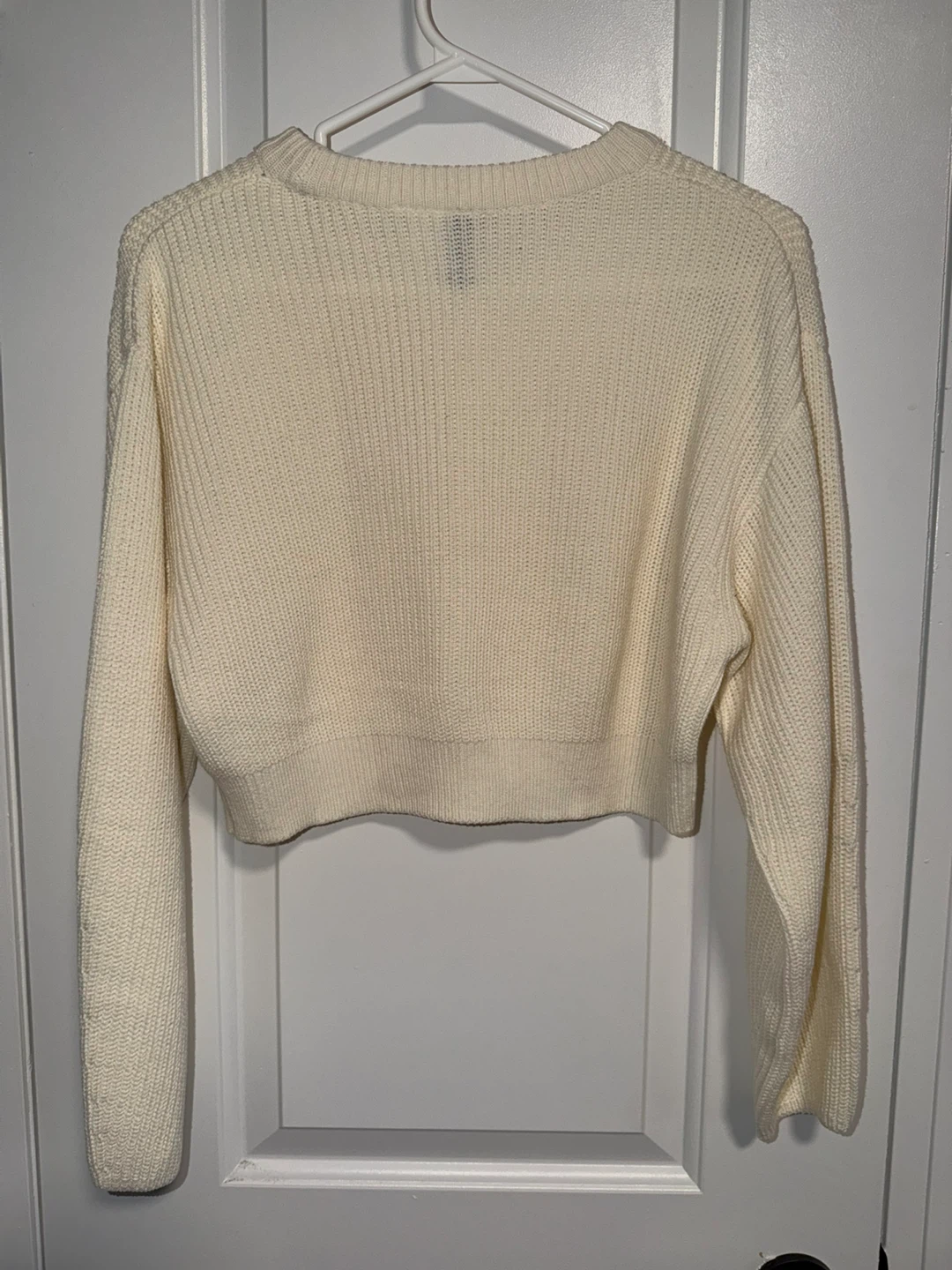 Cream Cropped Knit Sweater - photo 2