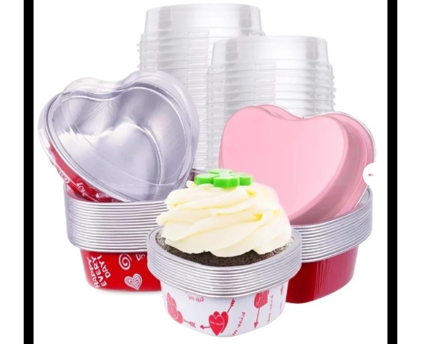 Heart Shaped Dessert Cups with Lids (100ml)