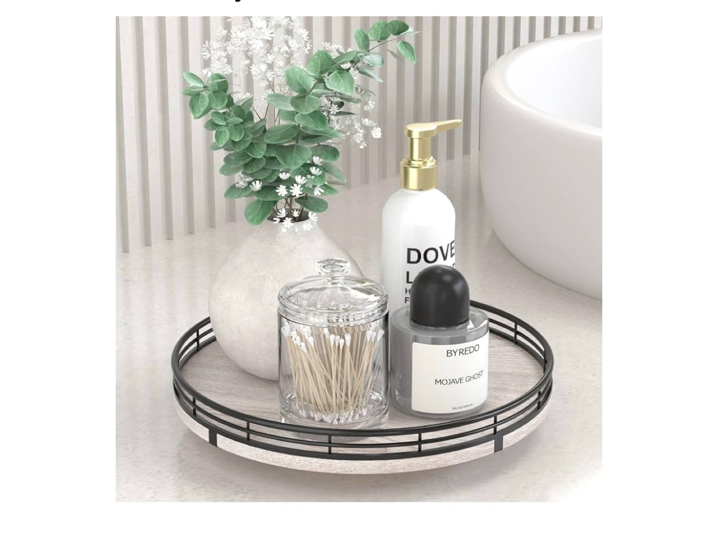 White and Silver Turntable Tray