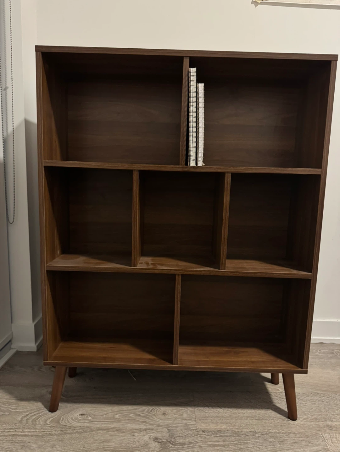 Mid-Century Modern Style Bookshelf - Walnut Finish