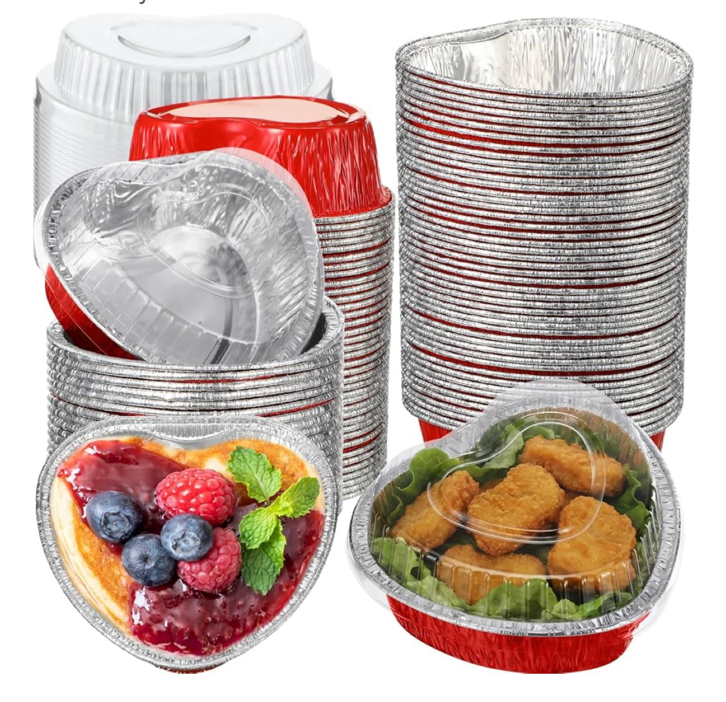 These heart-shaped aluminum foil liners