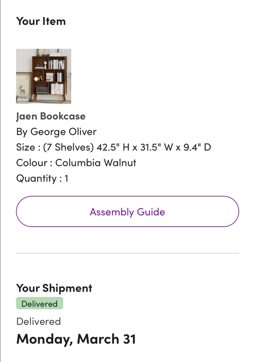 Mid-Century Modern Style Bookshelf - Walnut Finish - photo 4