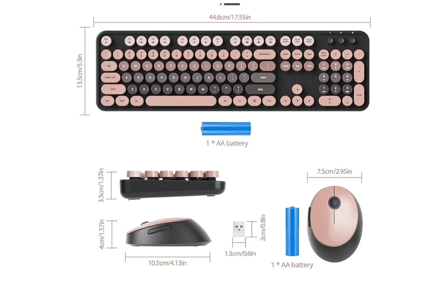 Wireless Keyboard and Mouse Combo Set - Black & Rose Gold - photo 3