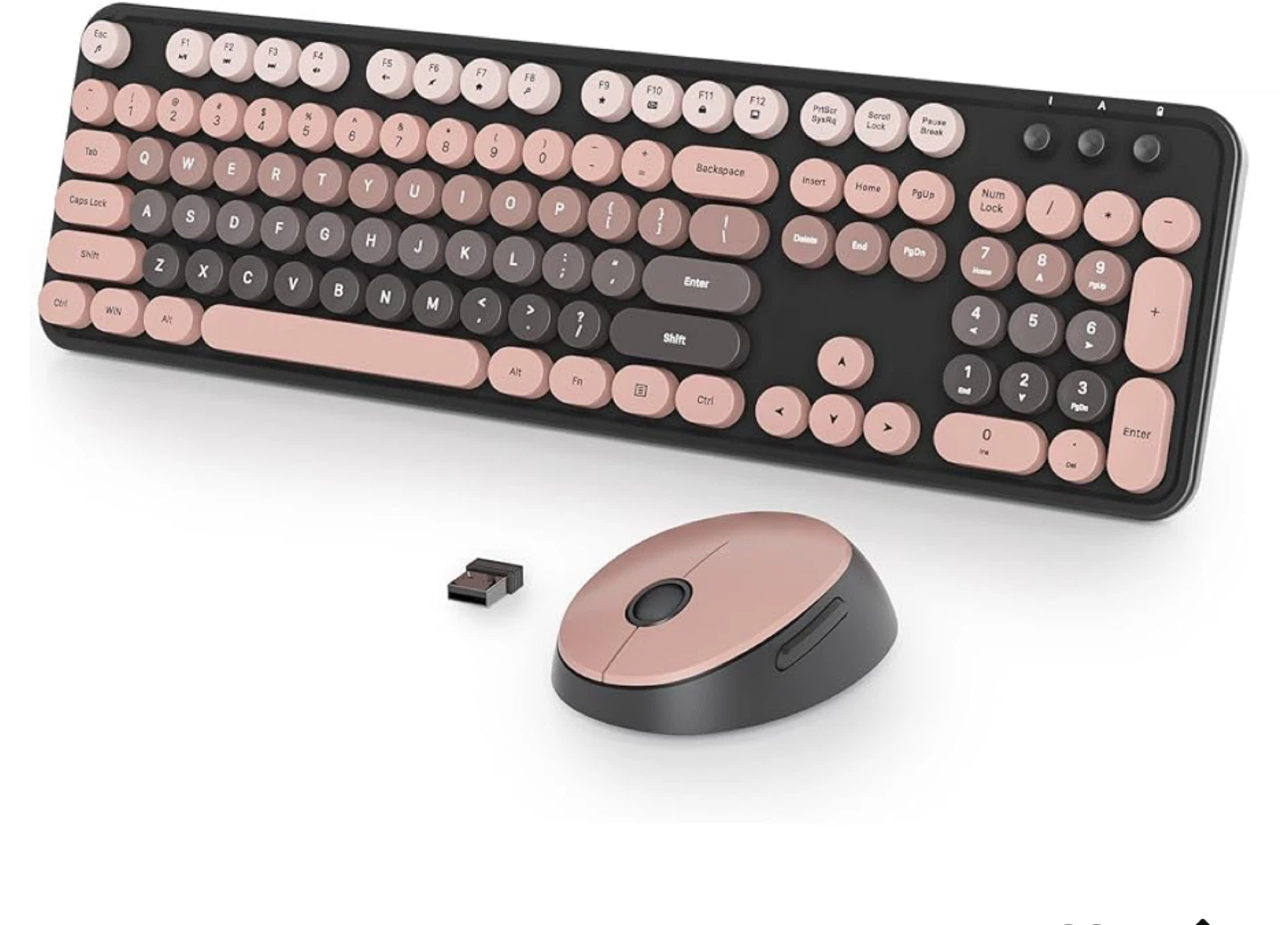 Wireless Keyboard and Mouse Combo Set - Black & Rose Gold