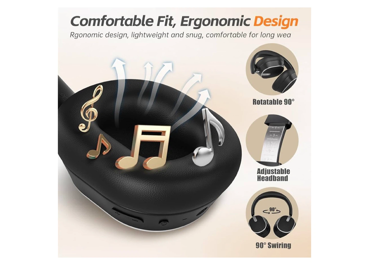 Black Over-Ear Bluetooth 6.0 Headphones - photo 5