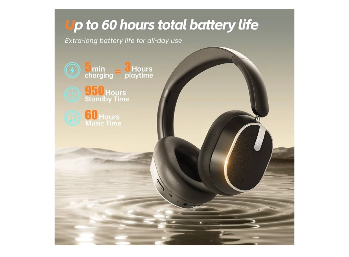 Black Over-Ear Bluetooth 6.0 Headphones - photo 2