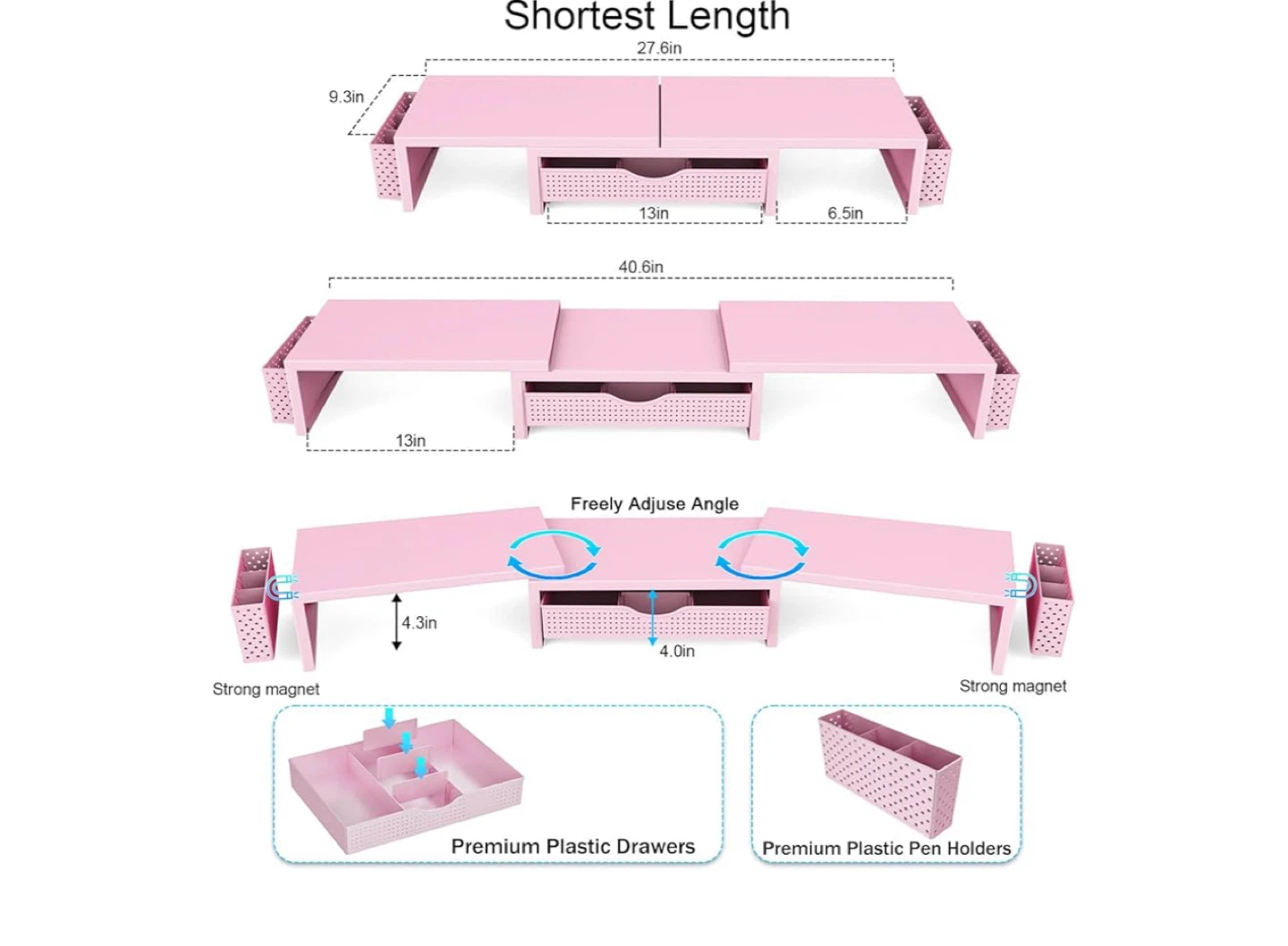 Pink Adjustable Desktop Monitor Stand