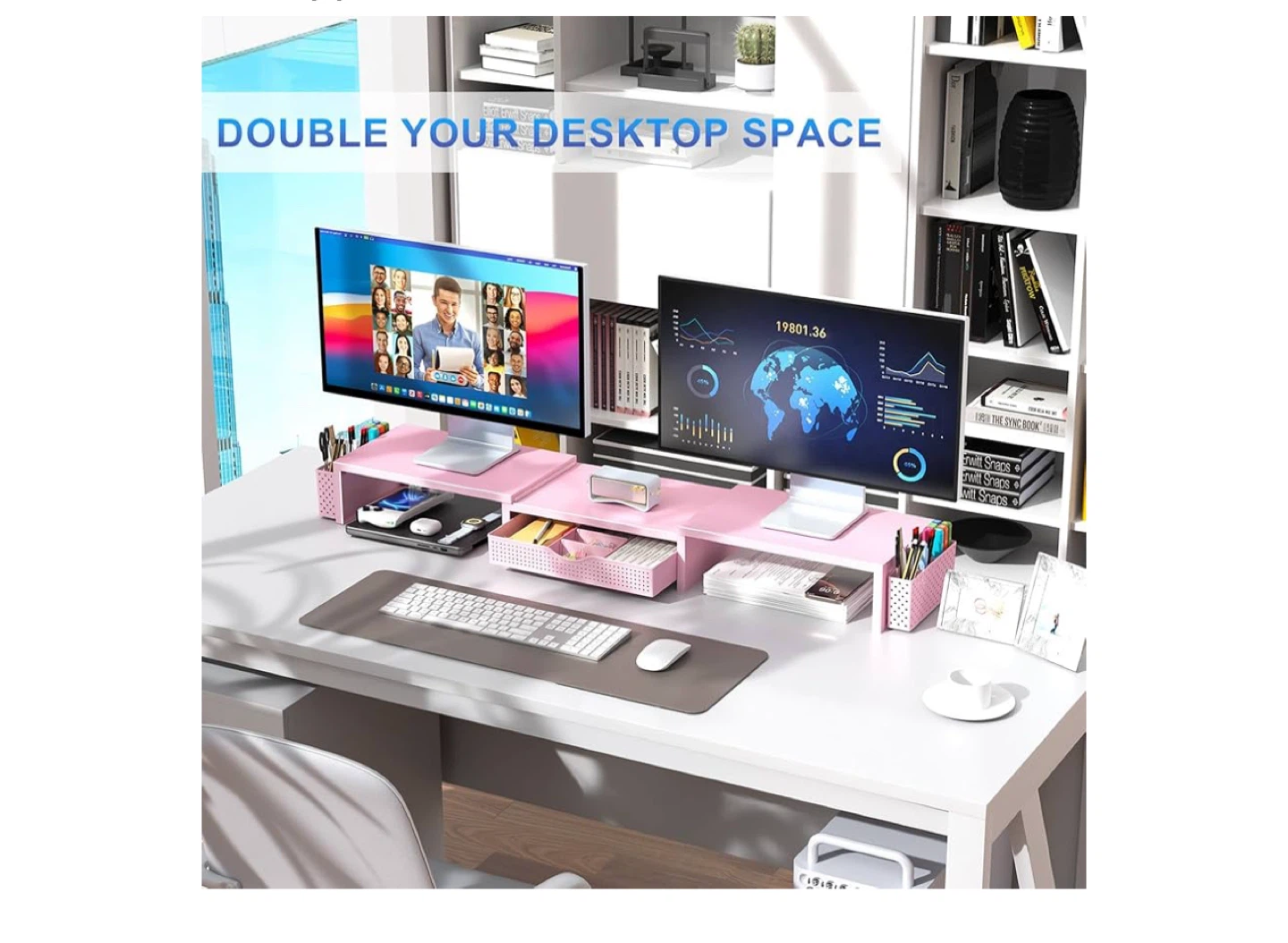 Pink Adjustable Desktop Monitor Stand - photo 2