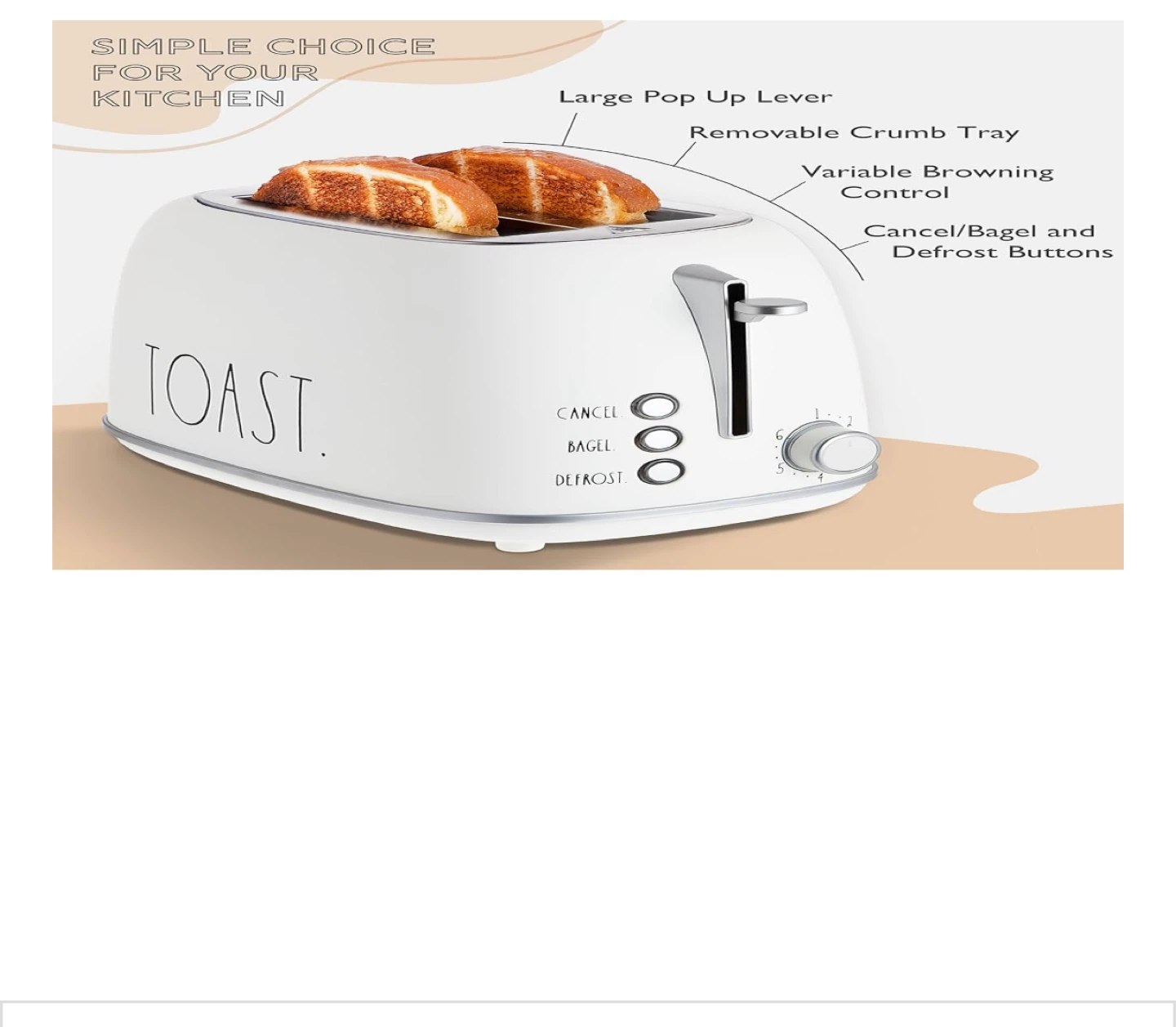 Rae Dunn "Toast" 2-Slice Toaster - photo 3