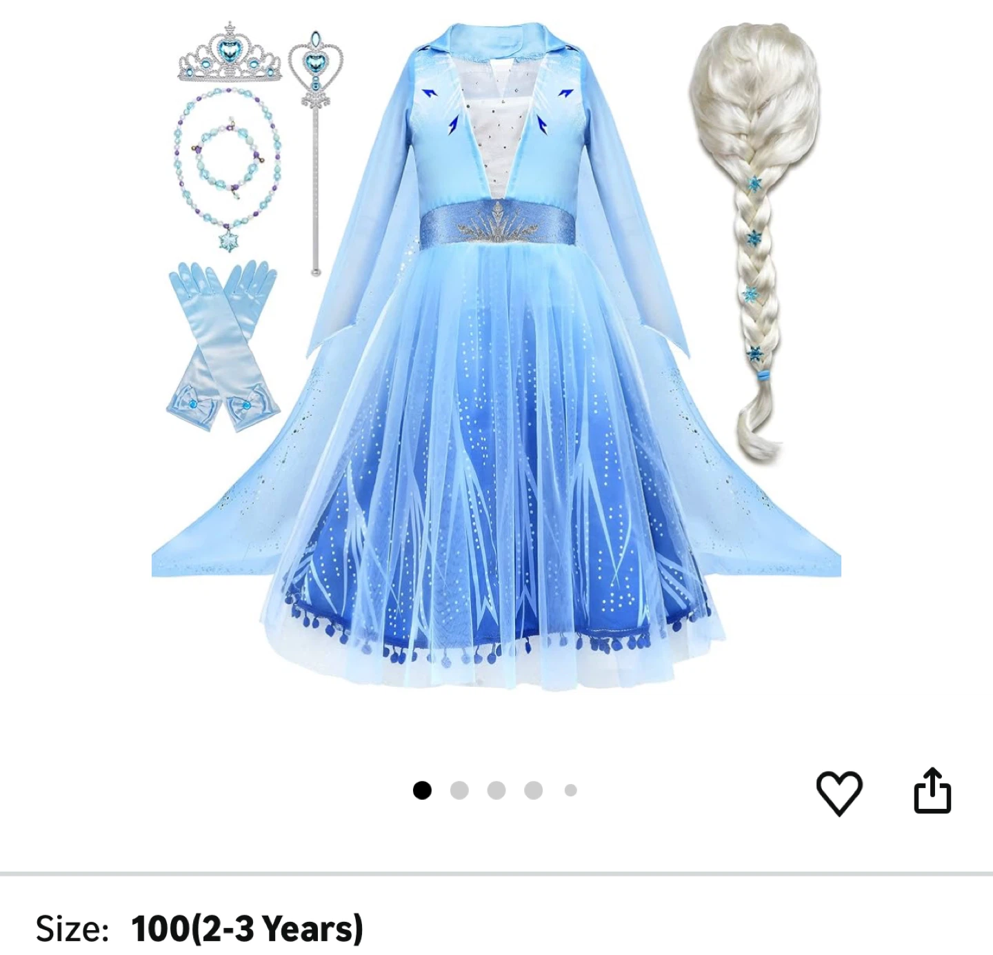 Elsa Frozen Dress Costume Set with Accessories