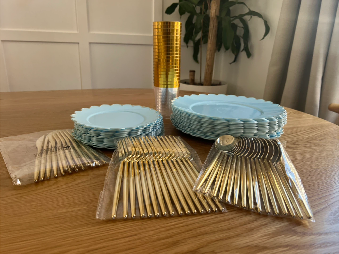 Light Blue & Gold Disposable Dinnerware Set for 25 - photo 5
