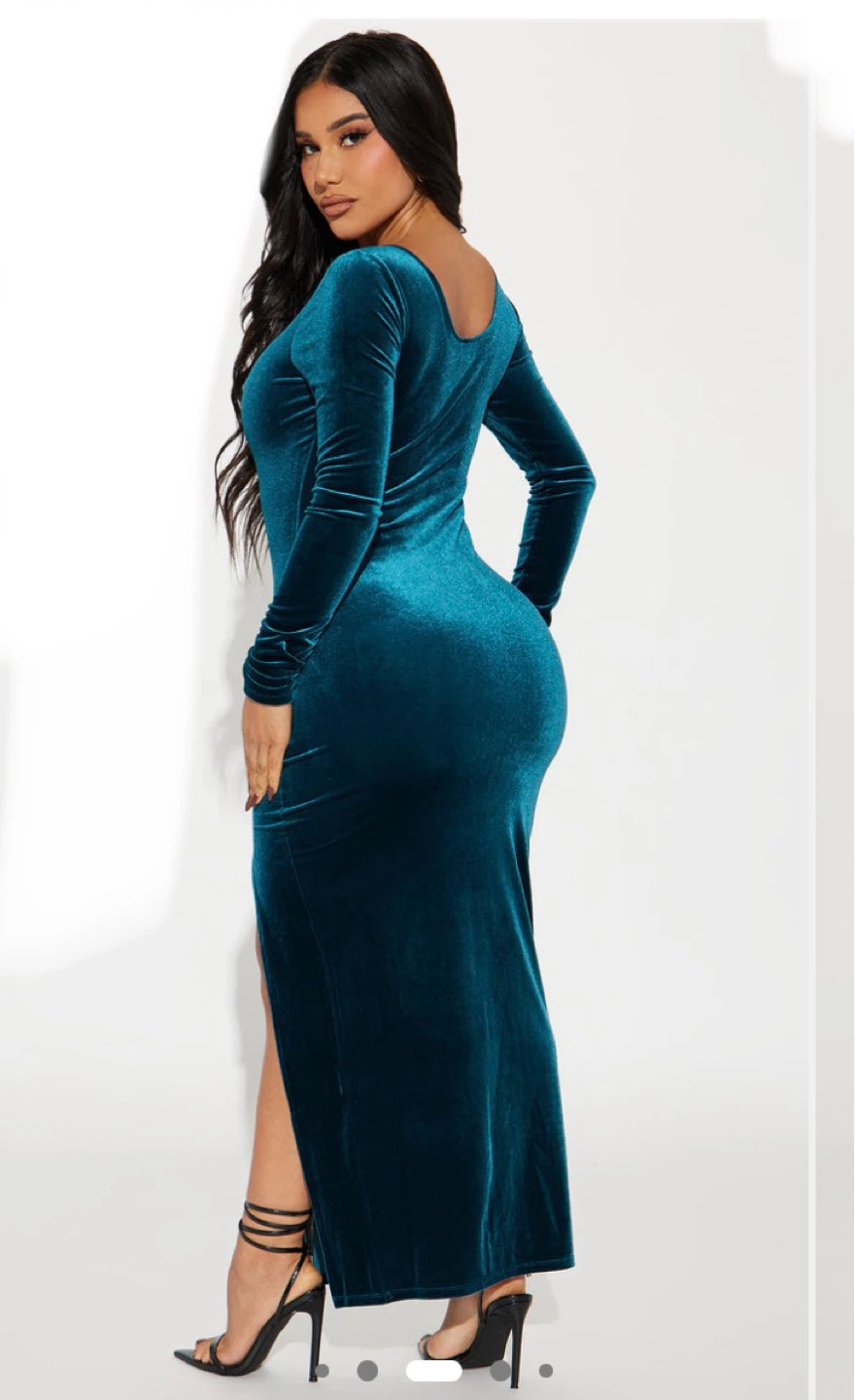 Fashion Nova Teal Velvet Long Sleeve Maxi Dress - photo 2