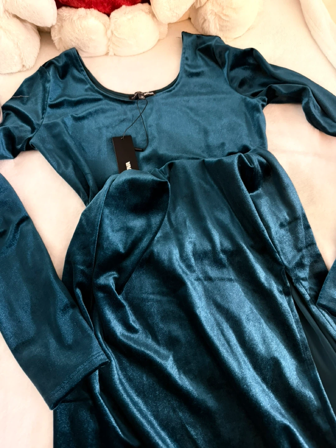Fashion Nova Teal Velvet Long Sleeve Maxi Dress - photo 3