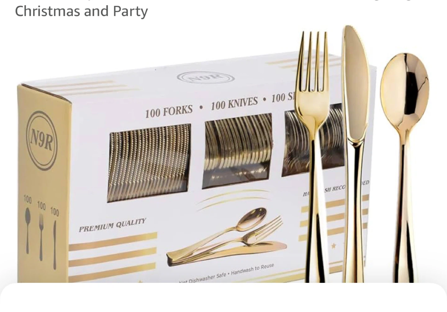 N9R Gold Plastic Cutlery Set - 300 Pieces