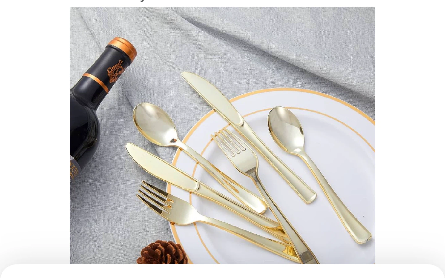 N9R Gold Plastic Cutlery Set - 300 Pieces - photo 3