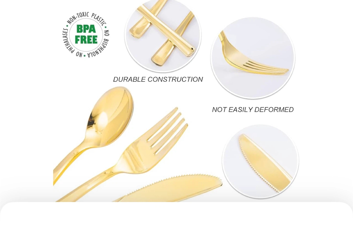 N9R Gold Plastic Cutlery Set - 300 Pieces - photo 5