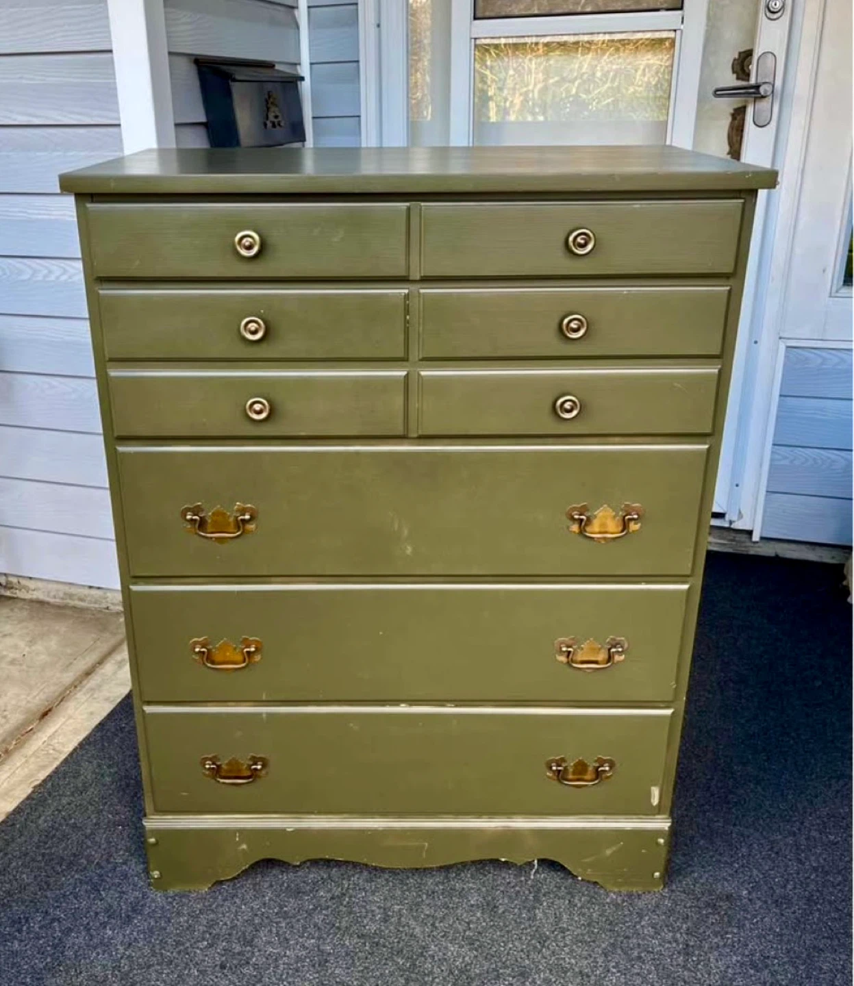 Solid Wood Sage Green 5 Drawer Dresser