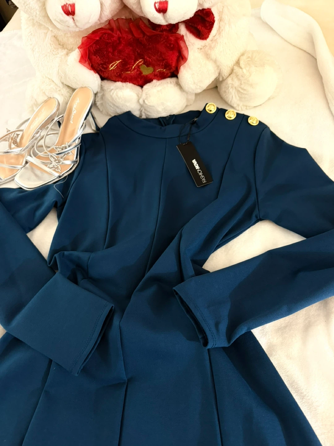 Fashion Nova Blue Long Sleeve Mini Dress - photo 2