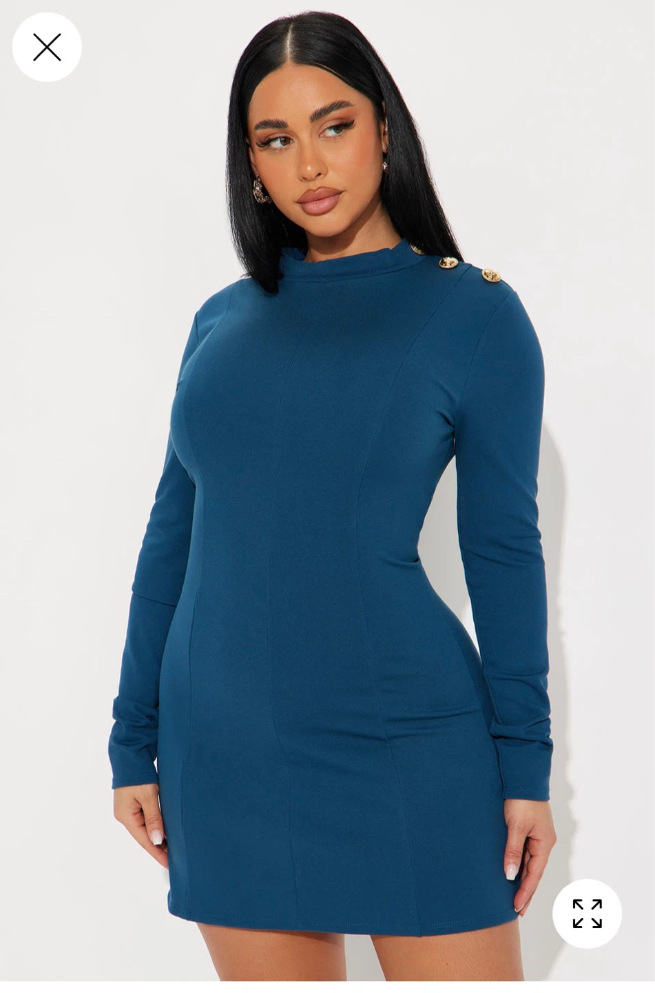 Fashion Nova Blue Long Sleeve Mini Dress