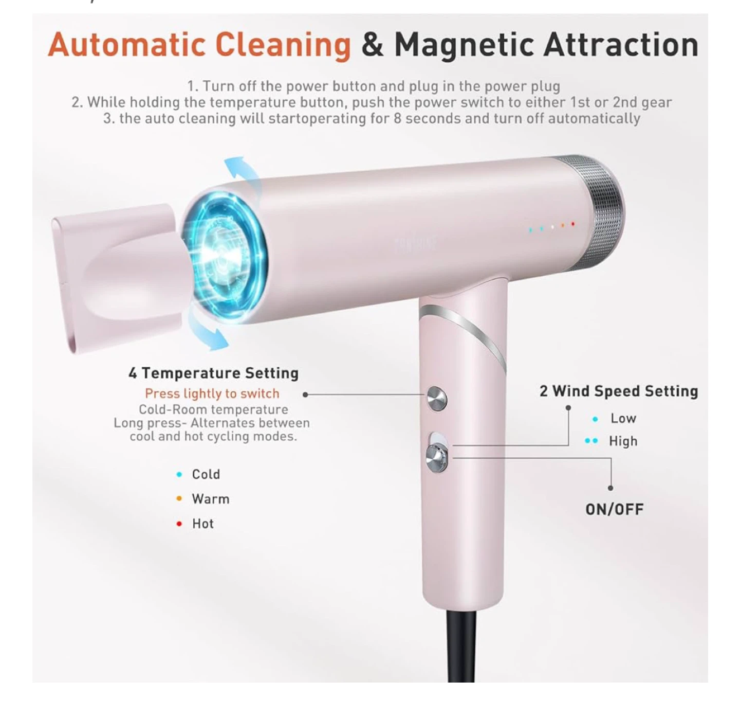 Pink Travel Hair Dryer - Lightweight & Foldable - photo 5