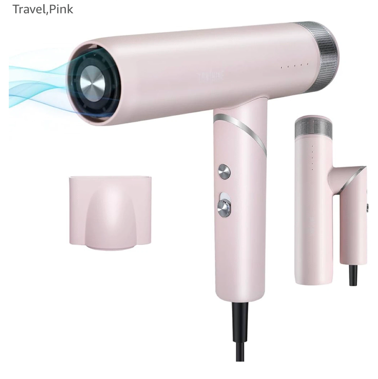 Pink Travel Hair Dryer - Lightweight & Foldable