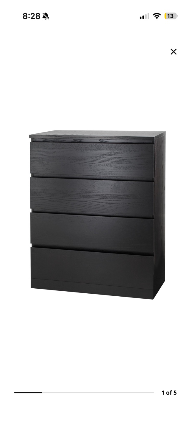 IKEA MALM 4-Drawer Dresser Black-Brown