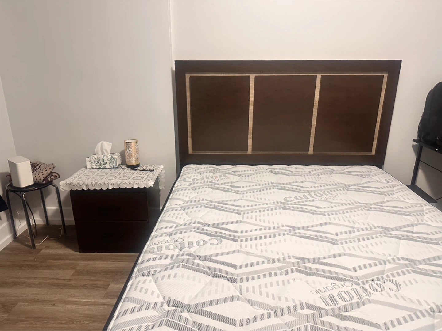 Dark brown wooden bedroom set