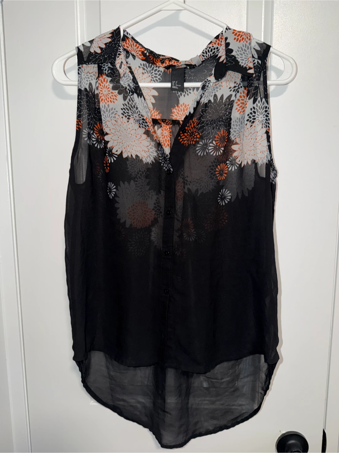 Sleeveless Blouse with Floral Print