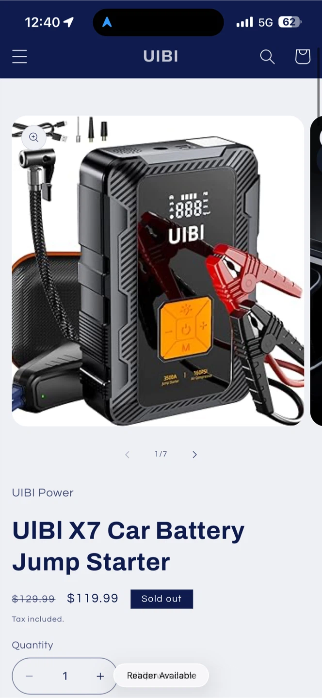 UIBI X7 Portable Car Battery Jump Starter