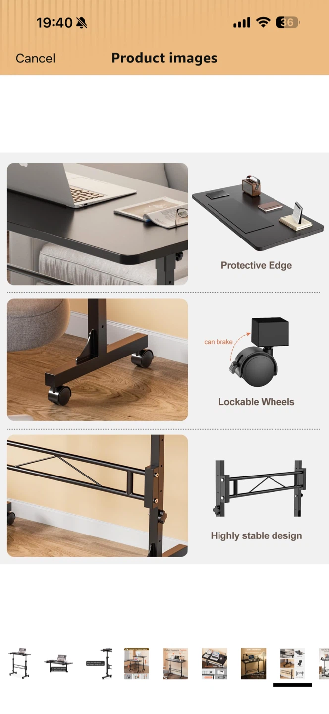 Adjustable Standing Desk with Wheels - photo 4