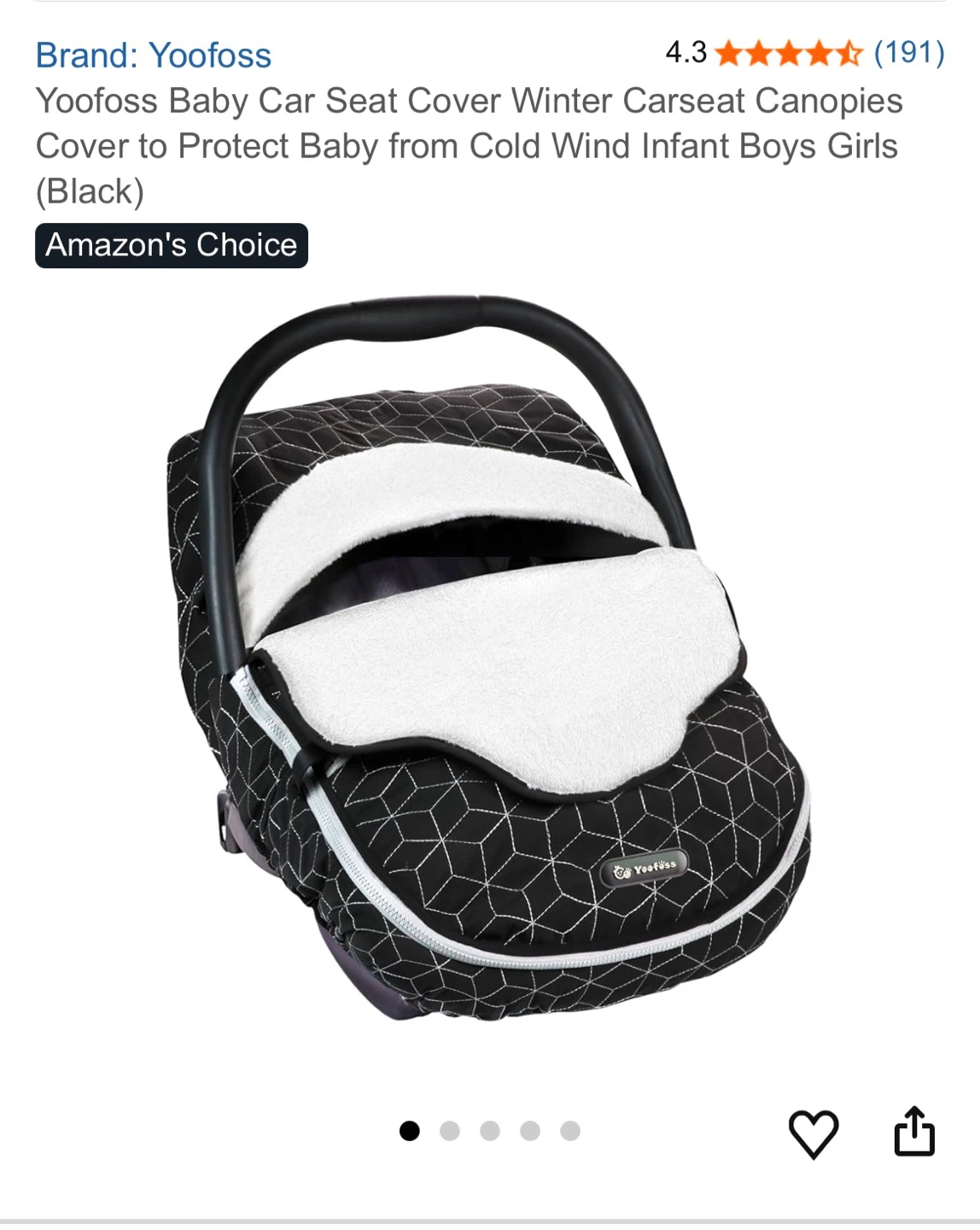 Yoofoss Baby Car Seat Cover - Black