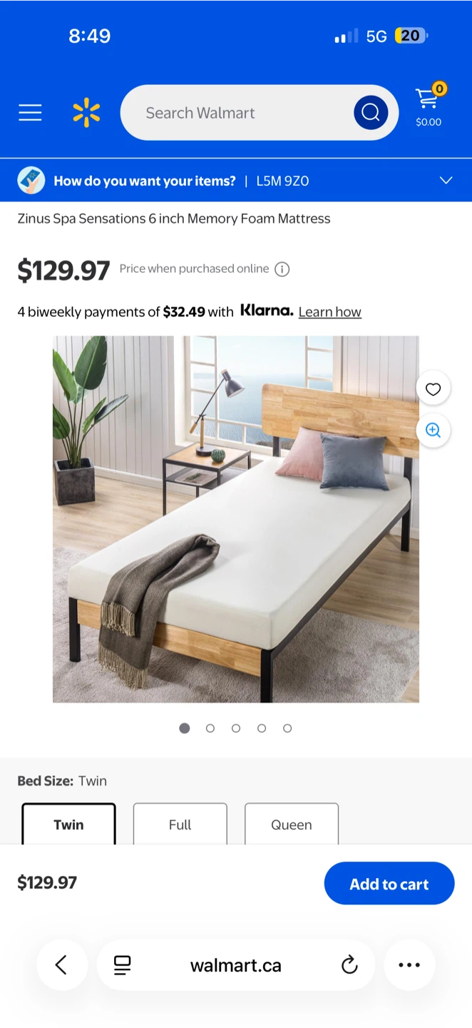 Light Pink Upholstered Twin Bed Frame plus Memory Foam Mattress - photo 3