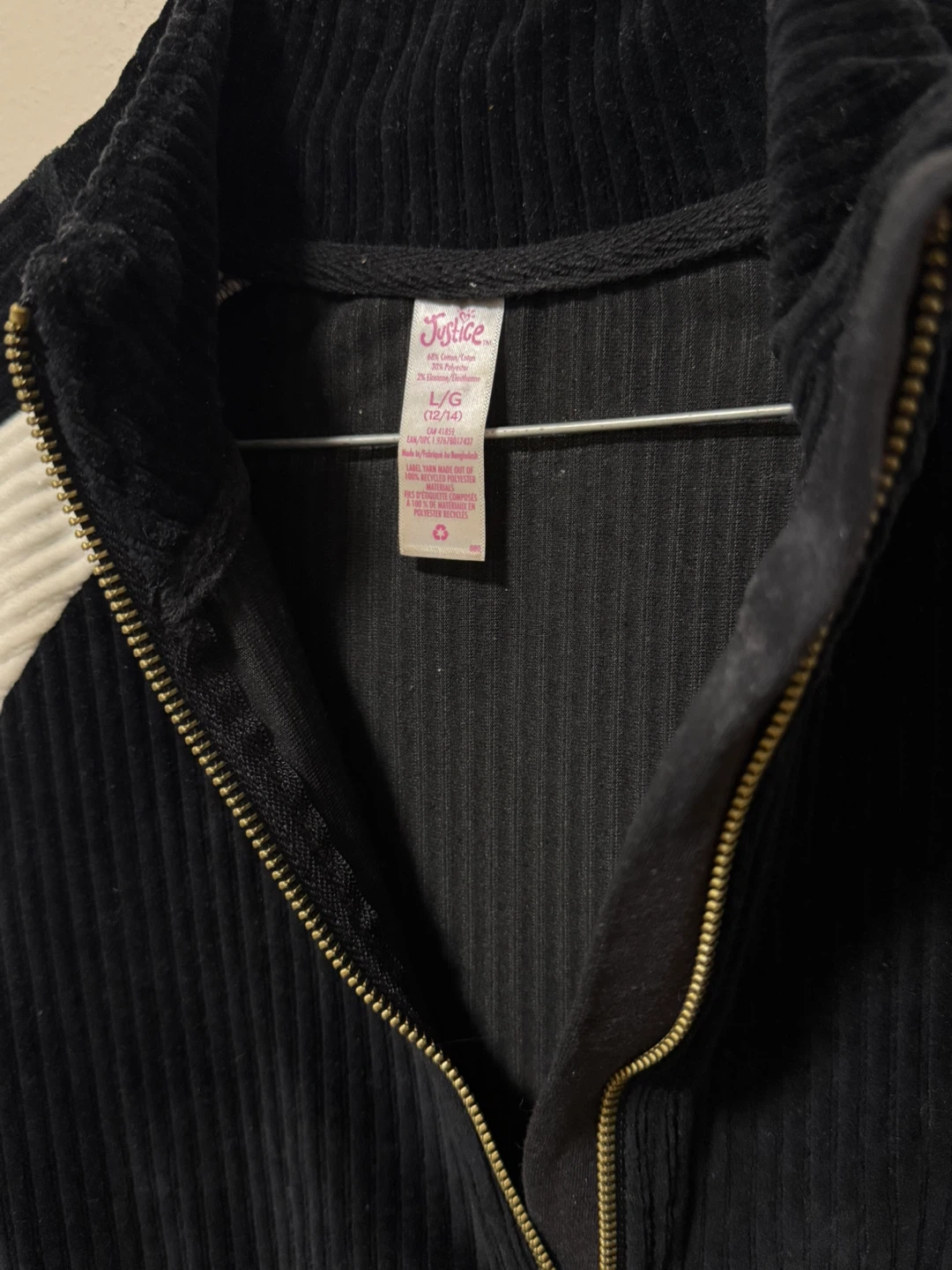 Justice Sport Black Corduroy Quarter Zip Pullover - photo 4