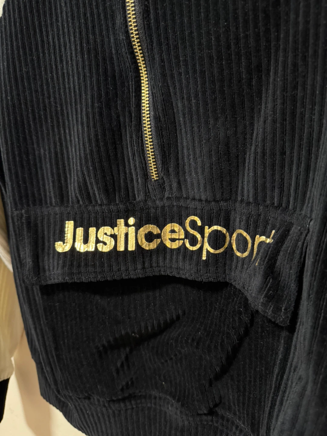 Justice Sport Black Corduroy Quarter Zip Pullover - photo 3
