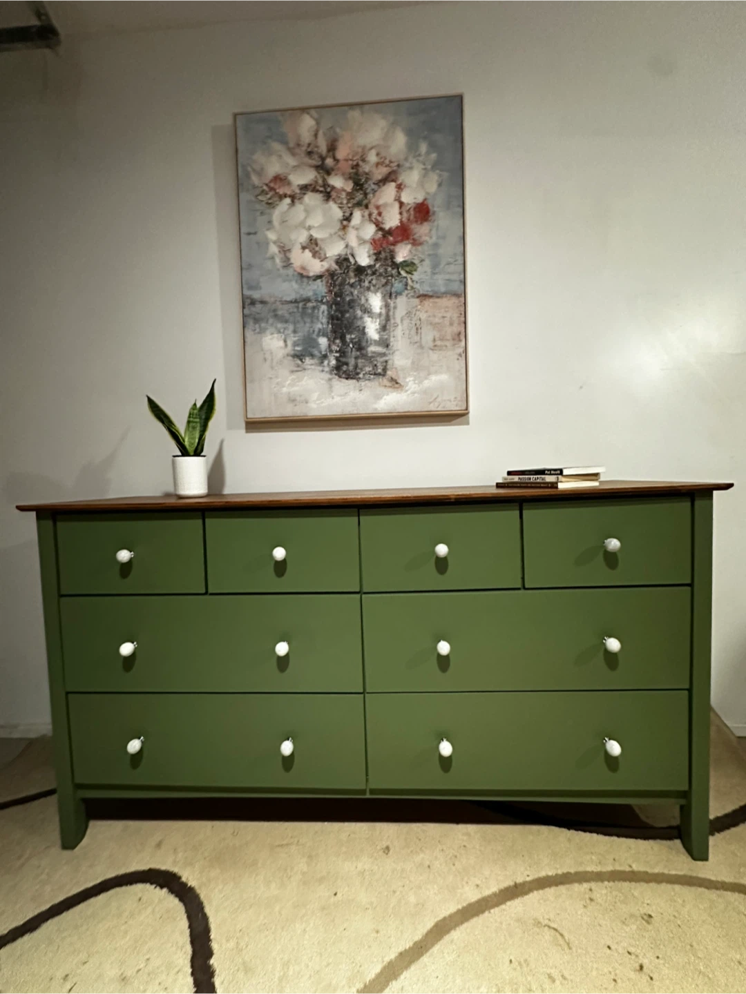 Green 8-Drawer Dresser with Wood Top - photo 2