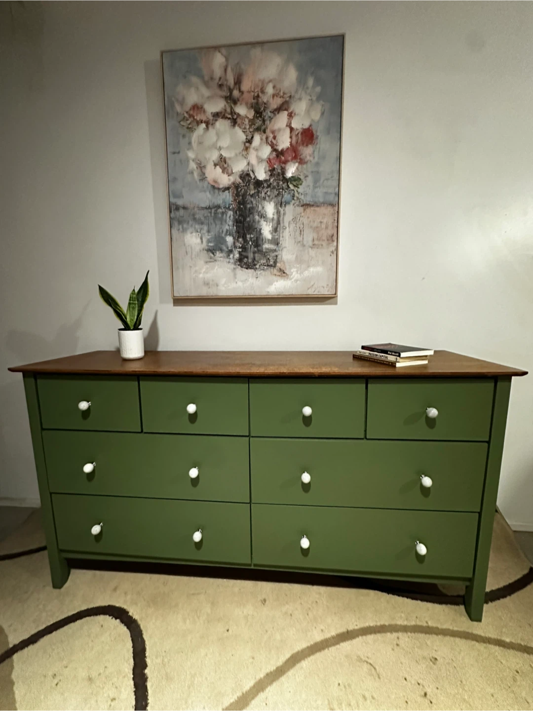 Green 8-Drawer Dresser with Wood Top - photo 4