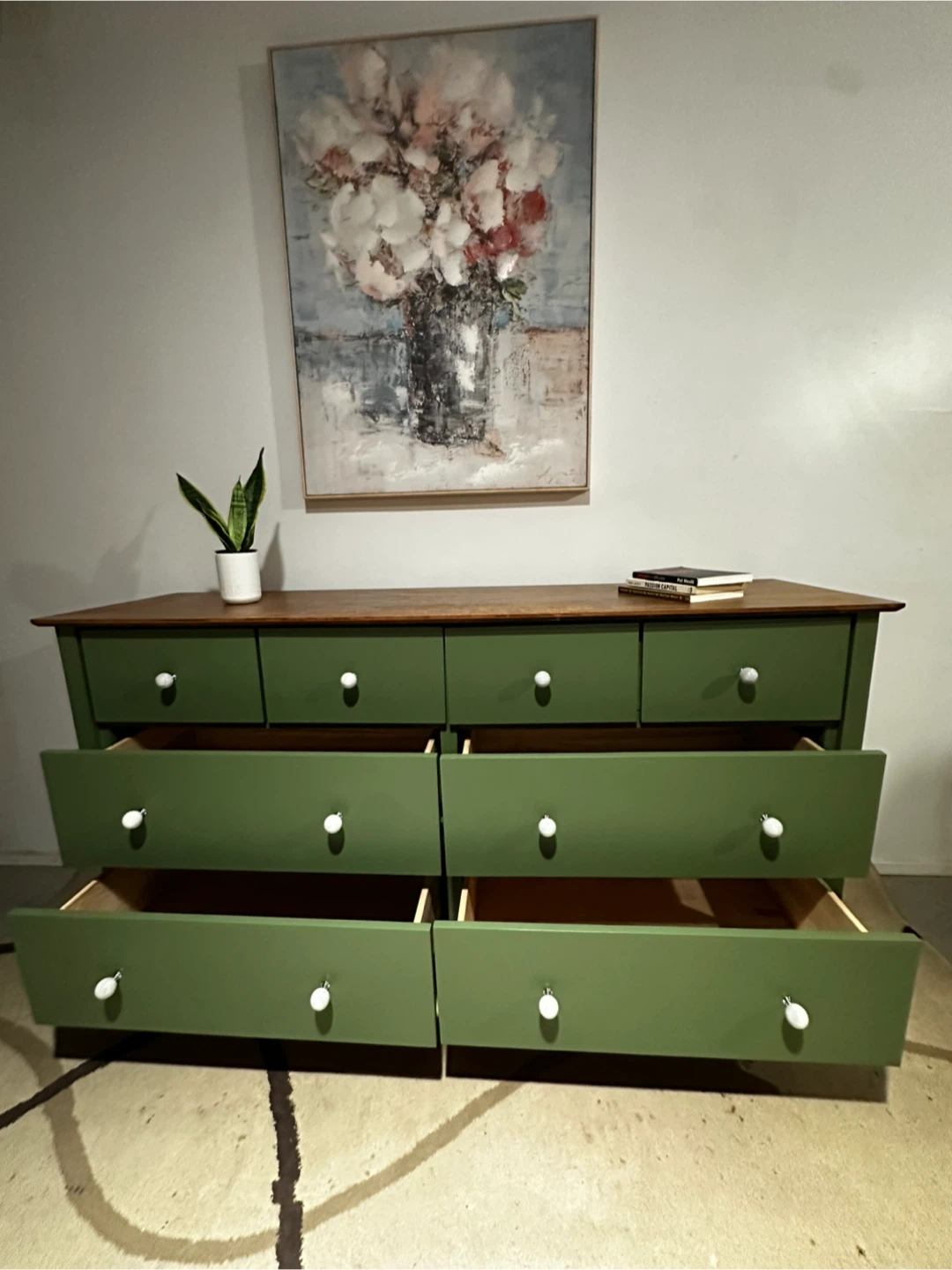 Green 8-Drawer Dresser with Wood Top - photo 5