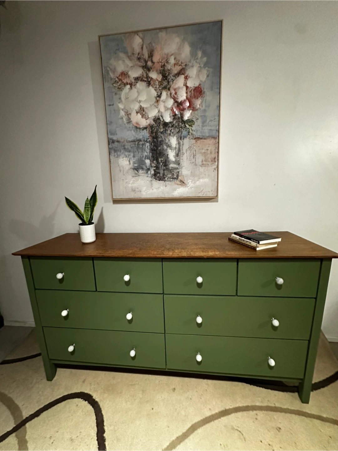 Green 8-Drawer Dresser with Wood Top - photo 3