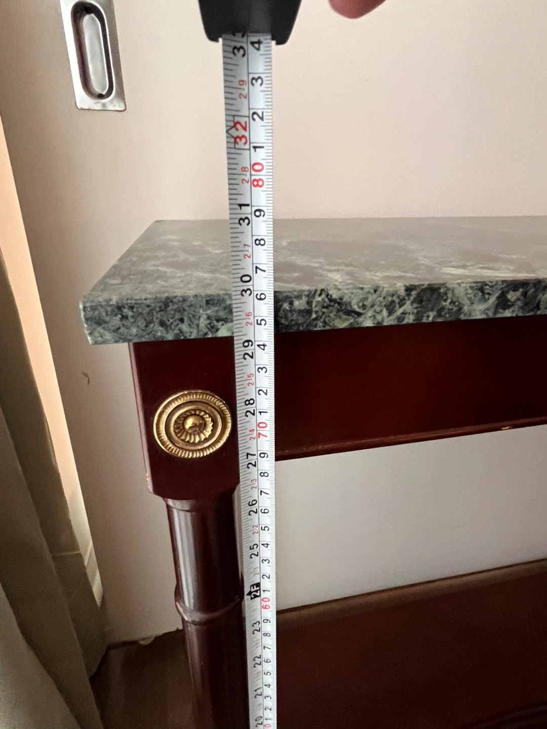 Neoclassical Empire Style Mahogany Green Marble Foyer Table - photo 3