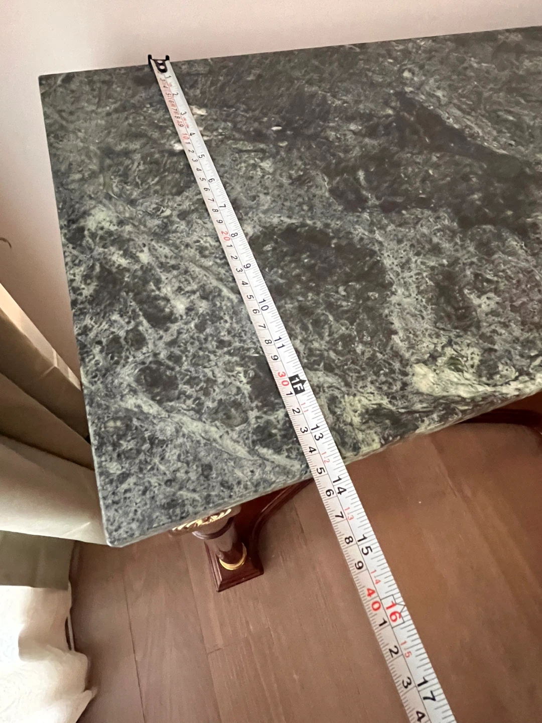 Neoclassical Empire Style Mahogany Green Marble Foyer Table - photo 4