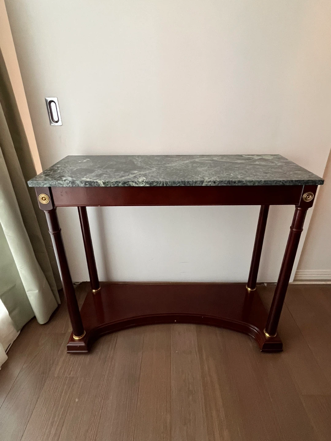 Neoclassical Empire Style Mahogany Green Marble Foyer Table