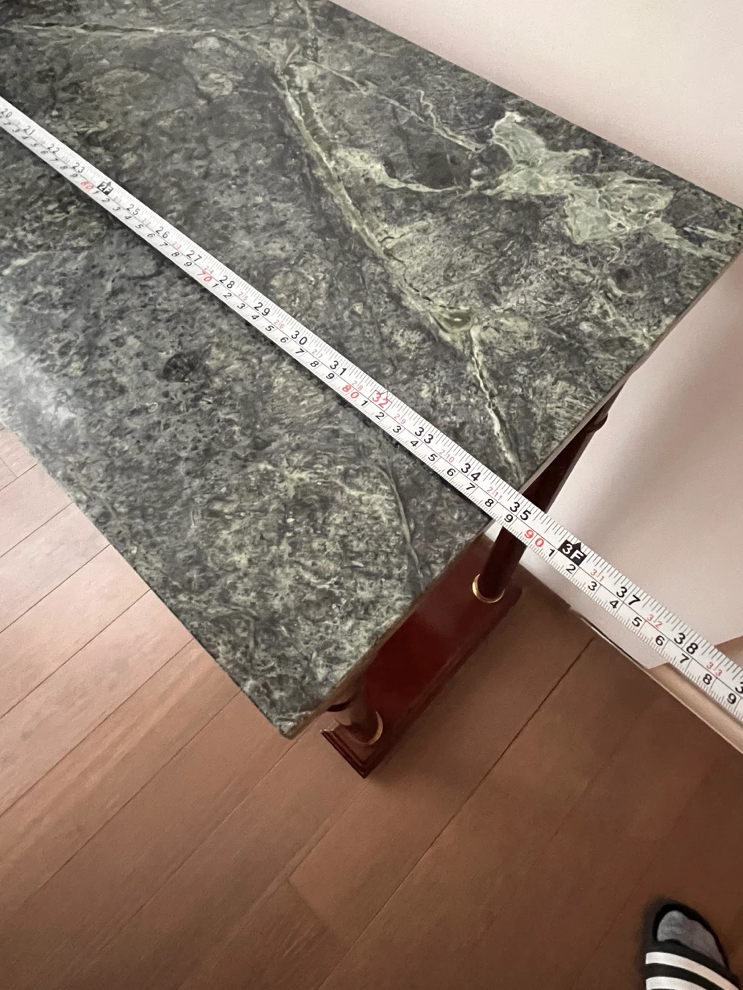 Neoclassical Empire Style Mahogany Green Marble Foyer Table - photo 5