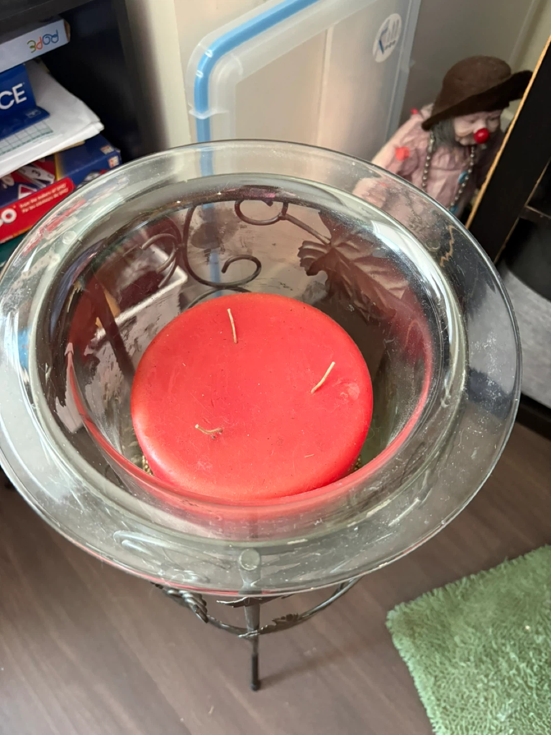 Decorative Candle Holder with Red Pillar Candle - photo 2