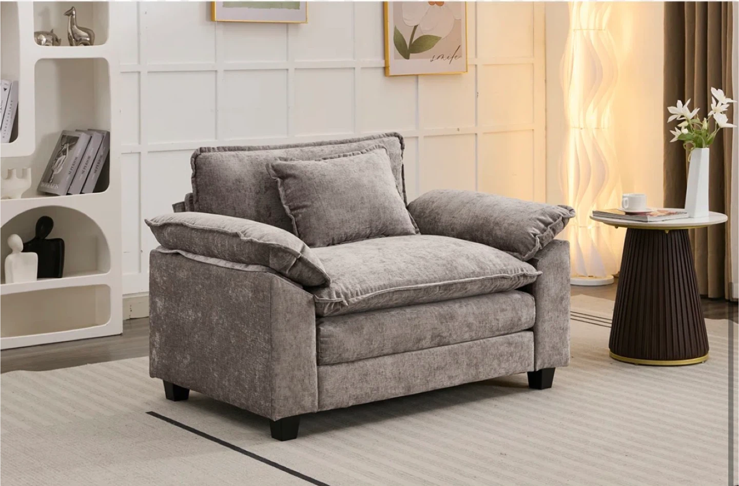New 53” comfy cloud deep seat sofa chair( light Gray chenille) - photo 3