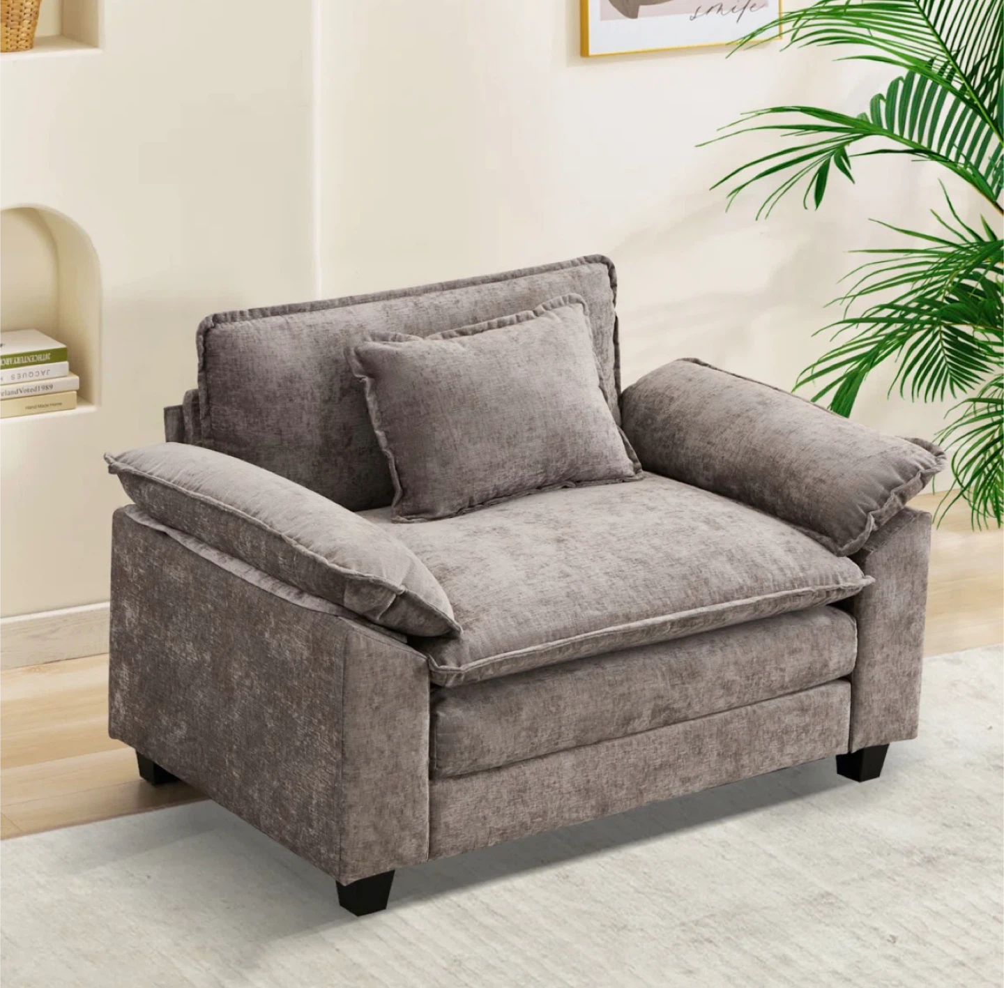 New 53” comfy cloud deep seat sofa chair( light Gray chenille)