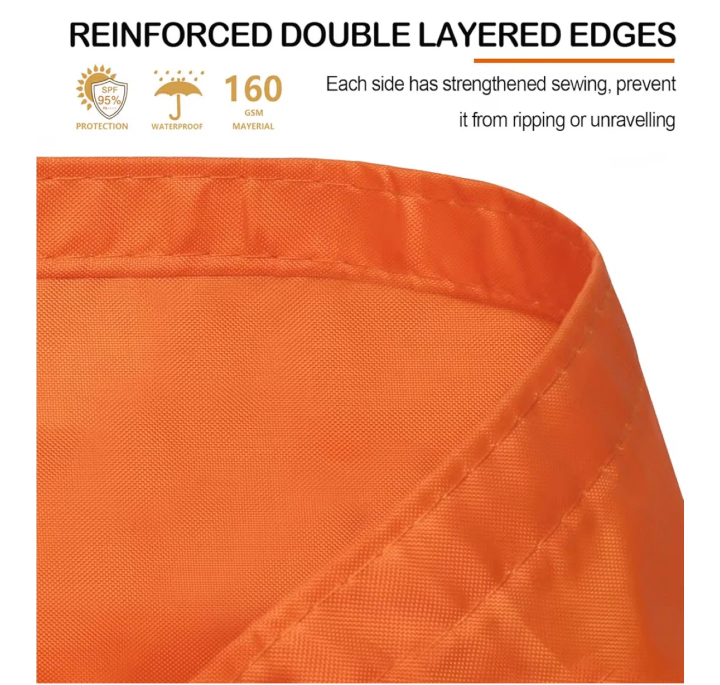 Mokani Orange 10'x10' Sun Shade Sail Canopy - photo 3