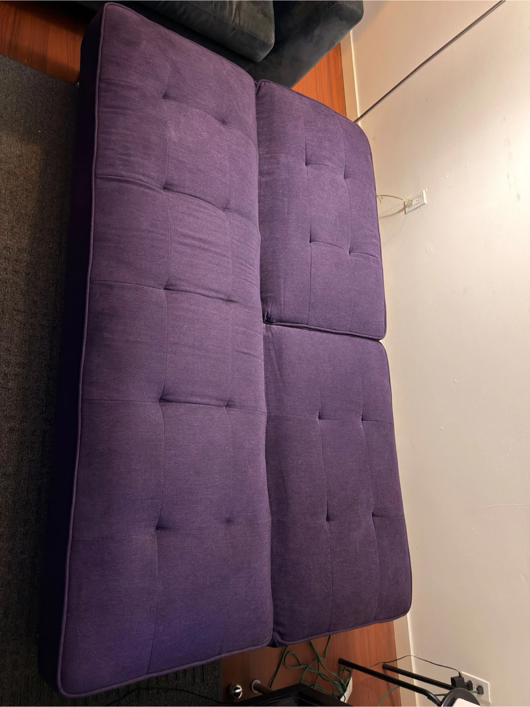 Purple Tufted Sofa Bed Futon - photo 2