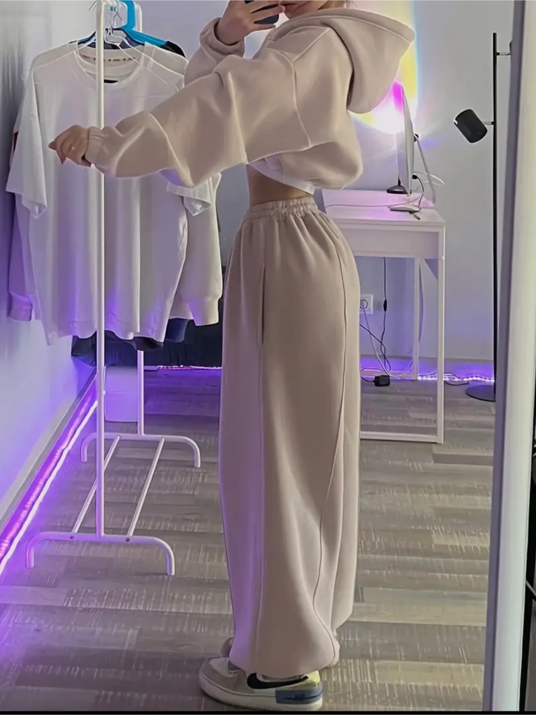 New 2pcs Women's Beige Set Hoodie and Sweatpants - photo 4